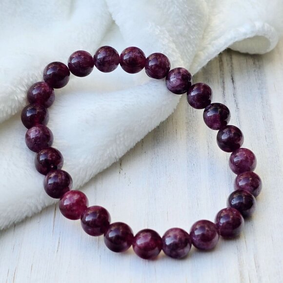 Garnet ✦ Stone Bead Bracelet ✦ Deep Red Elastic Stretch Crystal Jewelry OS NWT - Picture 9 of 12